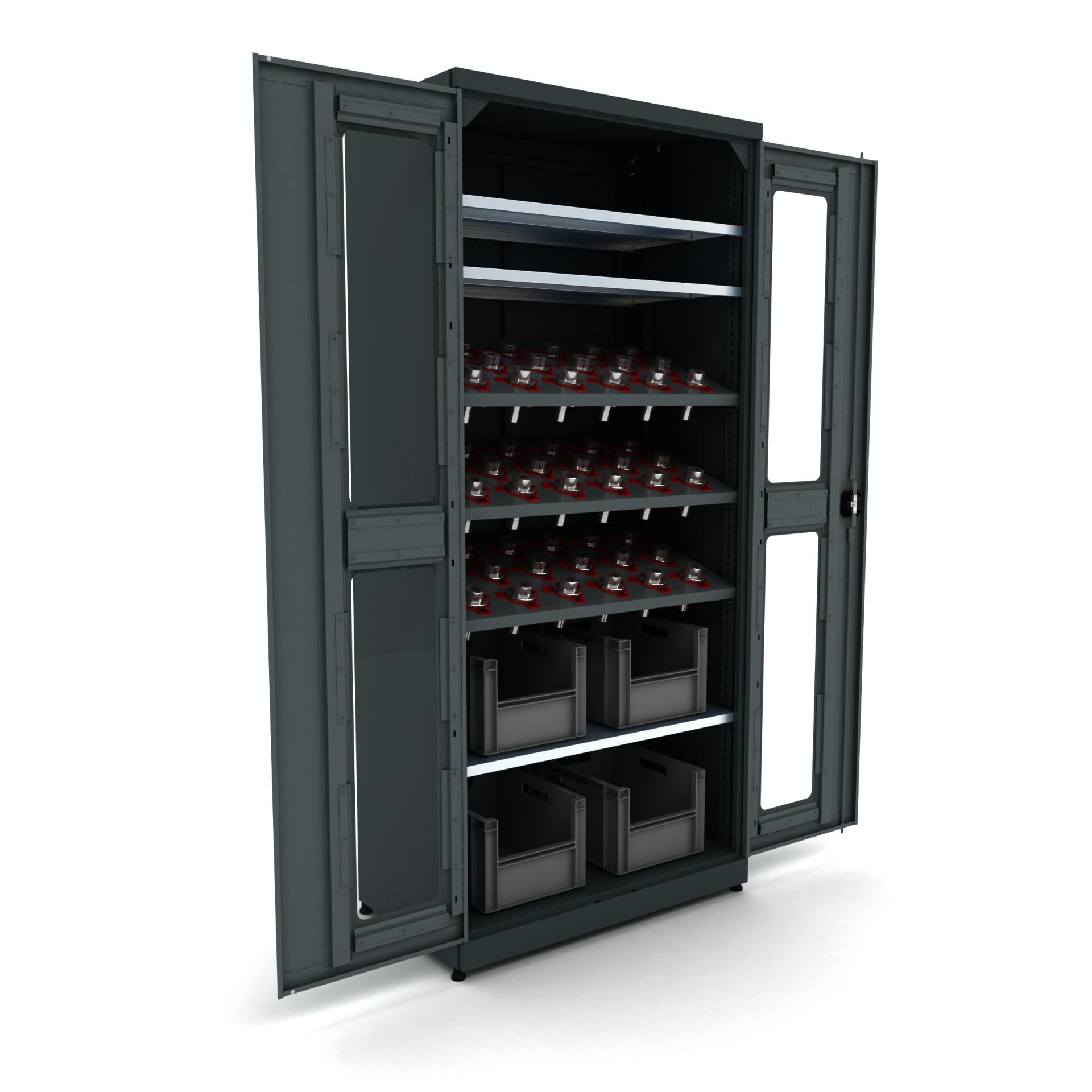 üç cnc raflı metal malzeme dolabı 5022