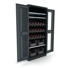 üç cnc raflı metal malzeme dolabı 5022