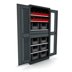 beş raflı pleksi kapaklı malzeme dolabı 5025