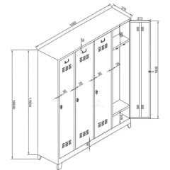 dörtlü bitişik soyunma dolabı